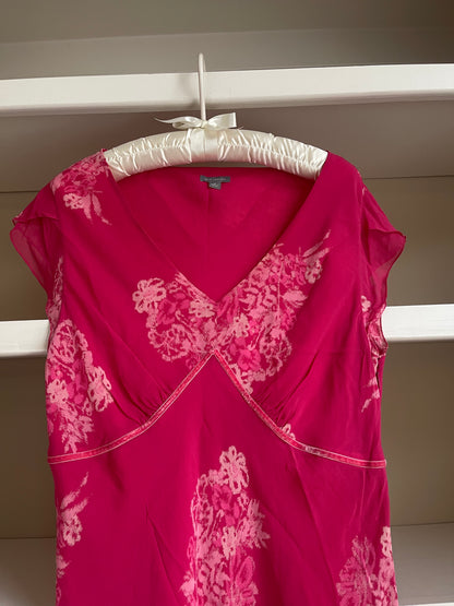 Ann Taylor Magenta Pink Silk Midi Dress - Size 12