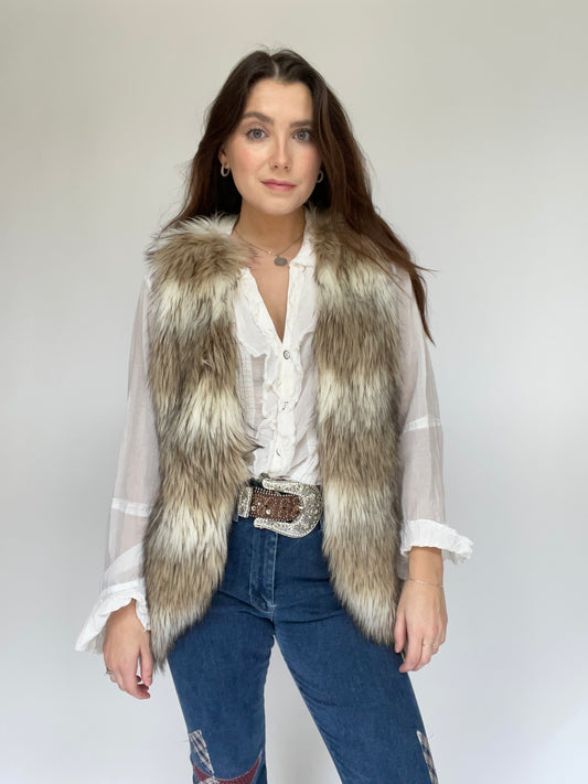 Skies Are Blue Faux Fur Vest - Women’s Size Large