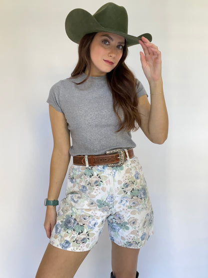 Action West Vintage High Waisted Floral Jean Shorts