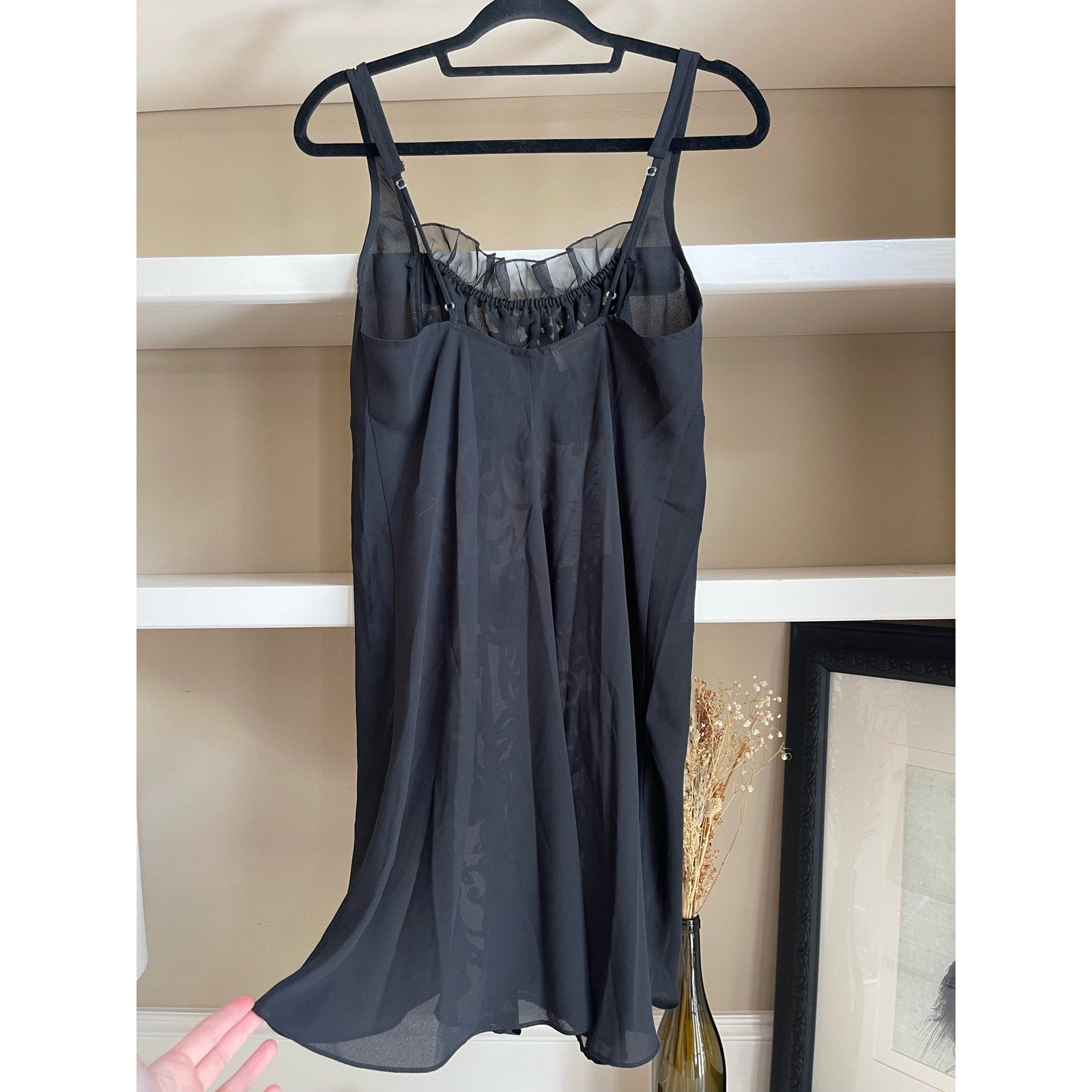 Victoria's Secret Gold Label Black Burnt Velvet Midi Slip Dress Nightg West of Vintage Victoria's Secret Gold Label Black Burnt Velvet Midi Slip Dress Nightg West of Vintage