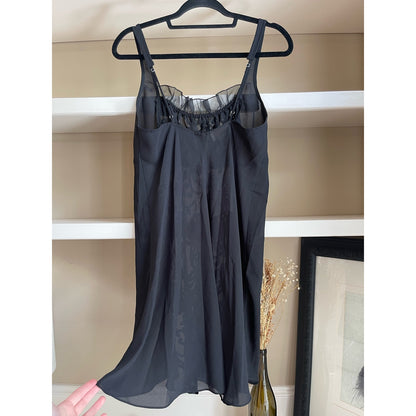 Victoria’s Secret Gold Label Black Burnt Velvet Midi Slip Dress Nightgown