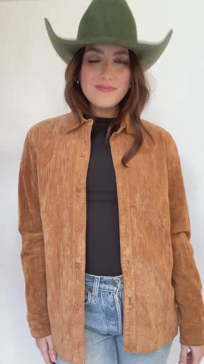 Coldwater Creek Caramel Suede Leather Jacket - Size M